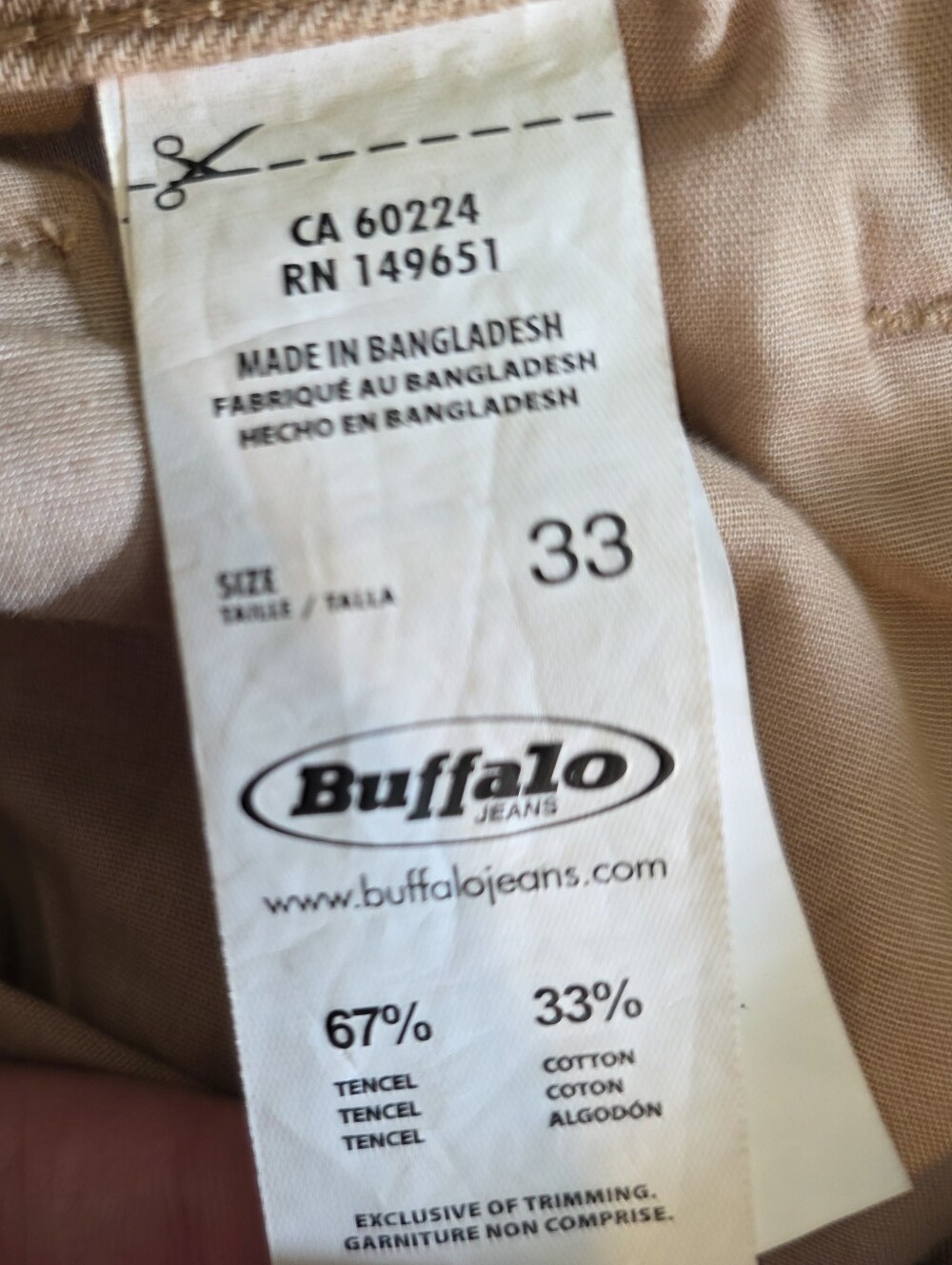 Buffalo David Bitton Tencel Cotton Wide-Leg Jeans in Khaki Tan - Picture 5 of 6